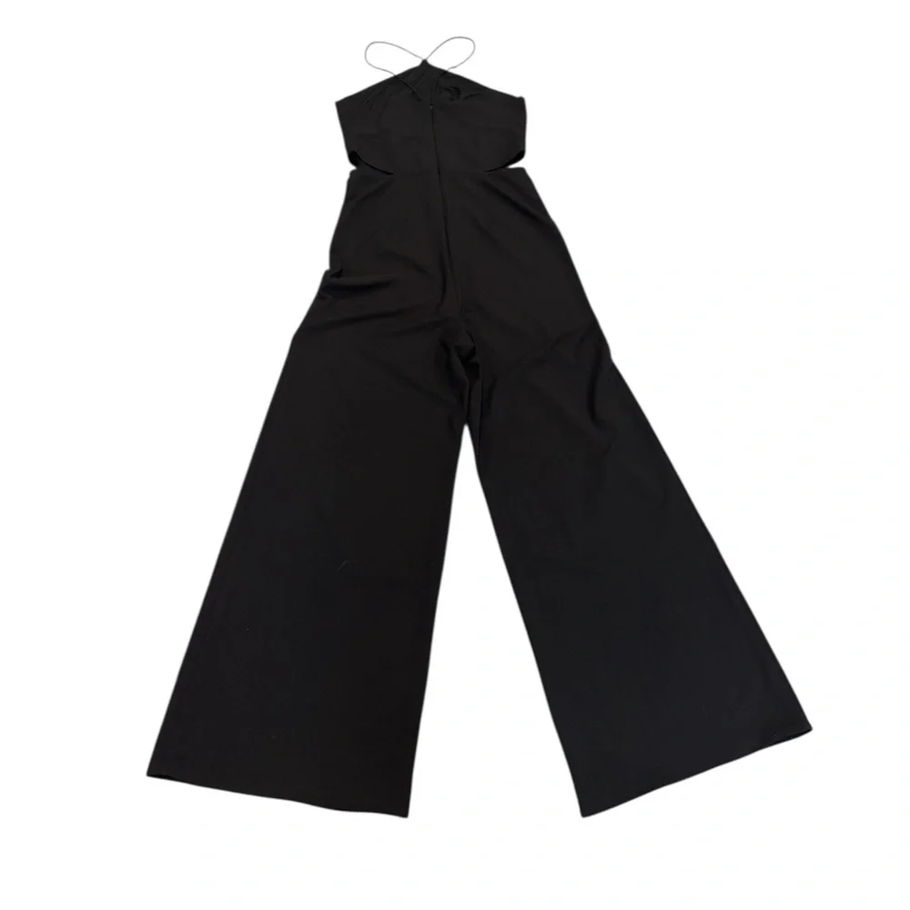 Anthropologie Hutch Black Wide Leg cut out jumpsuit size 10 - Picture 6 of 12